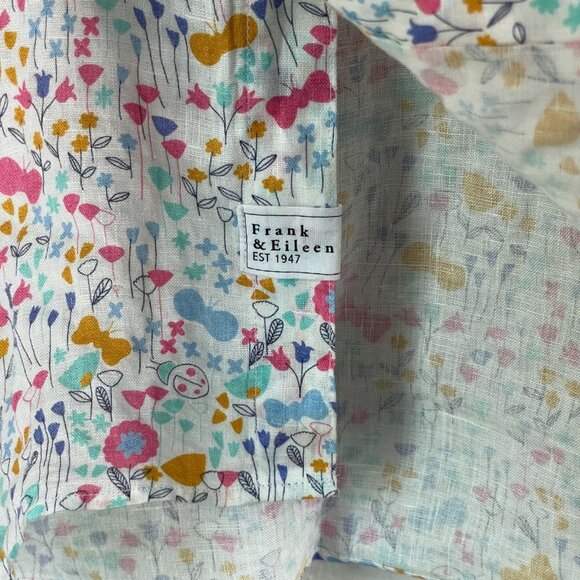 Frank & Eileen Womens Medium 100% Linen Floral Button Up Shirt Long Sleeve Top - Picture 8 of 13